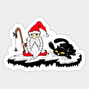 Santa Elf & Cat Sticker